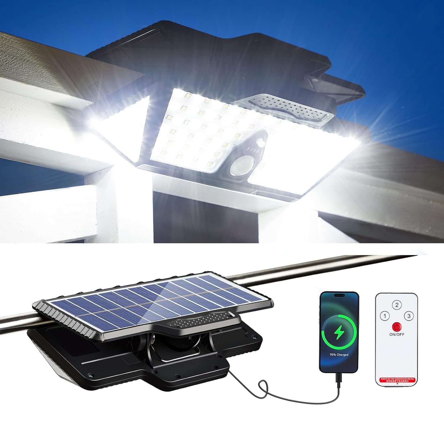 

LIFENGSOLER 208 LED Датчик Уличный Солнечный Движения USB Перезаряжаемый 6000 мАч IP65 Идеально подходит для аварийного питания и энергии Супер простая установка Клипса