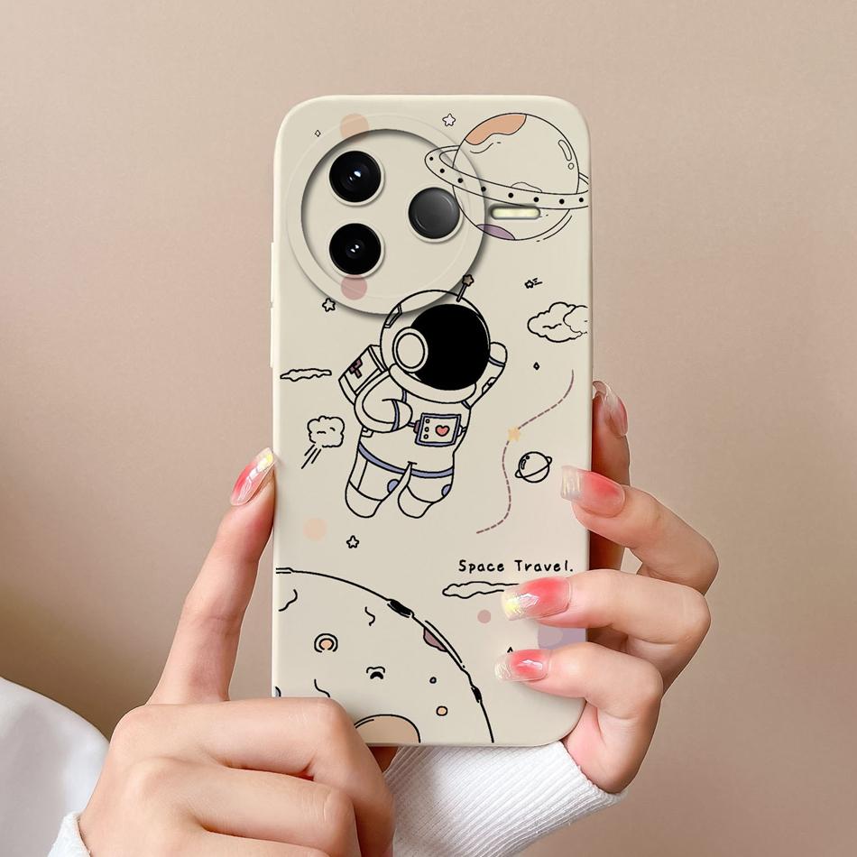 Case For POCO F7 Pro Ultra Pretty Flowers Soft Smooth Liquid Silicone Upgrade Lens Protection Shockproof Back Cover For Girls