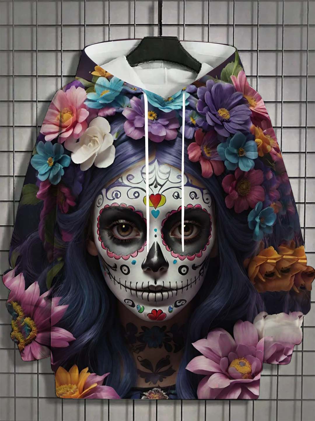 

Модное женское худи для девушек Осень Новинка Мужские топы с длинным рукавом Сексуальная одежда для девушек Ужас Паттерн Череп Нежити Унисекс Топы 5XL