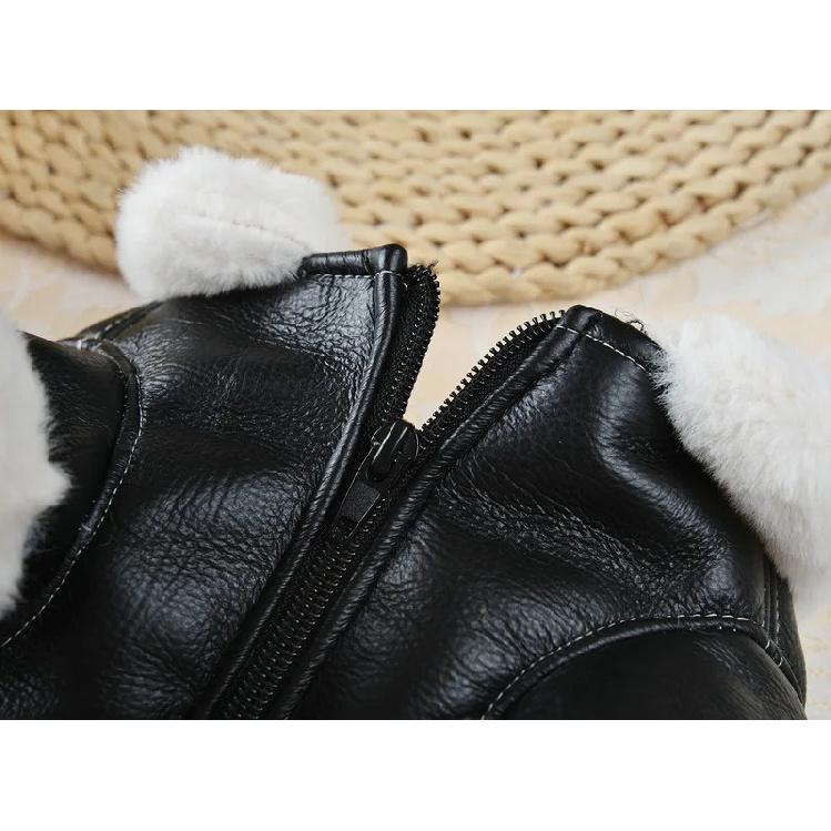 Flying Eagle PU Dog Clothes Plus Velvet Warm Pet Dog Coat Winter Thicken Leather Puppy Jacket Clothes For Small Medium Dogs Cats