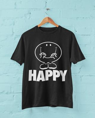 Funny Cartoon HAPPY T Shirt Feel Good Mental Health Enjoy Joy Acceptance Gift