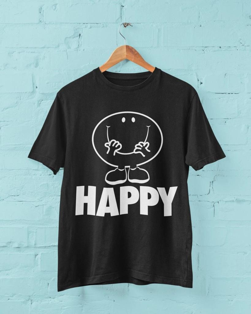 Funny Cartoon HAPPY T Shirt Feel good mental health enjoy joy acceptance Gift
