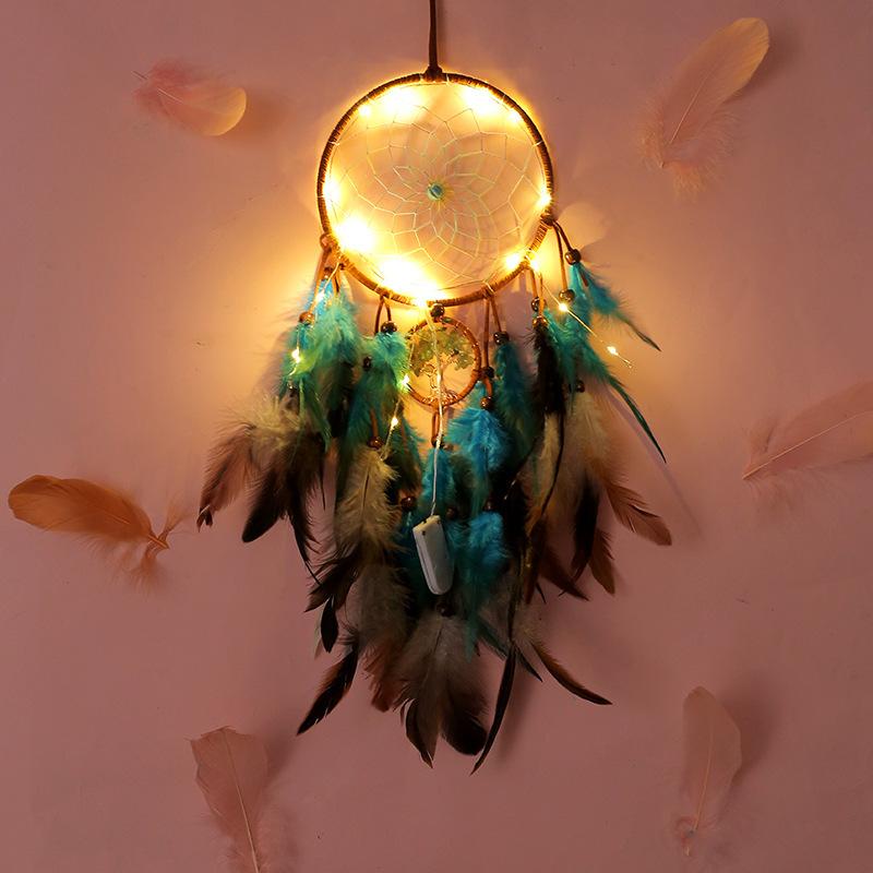 Life Tree Wind Chime Stone Hanging Ornament Fresh Girl Heart Forest Feather Pendant Bedroom Windowsill Creative Decoration