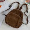 Corduroy Mini Backpack Multiple Pockets School Bag Classic Solid Color Shoulder Bag S/M/L Soft Unisex Female Commuter Travel Bag