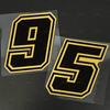 2pcs Motorcycles Gold Number 0-9 Stickers Waterproof for Motorcycle Fairing Helmet Car Windows Trunk Universal Vinyl Decals