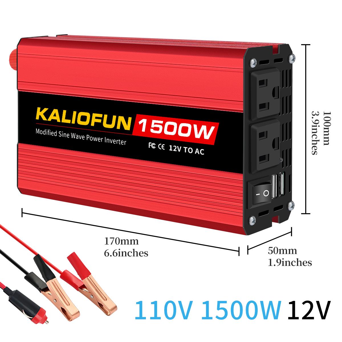 Intelligent Voltage-Stabilized Inverter US Standard 12V to 110V 1500W-3000W Modified Sine Wave Overload-Proof Car Converter Kali 12v-1500w-110v