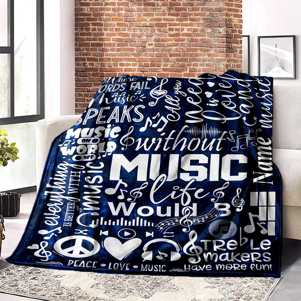 Musicthemed Home Customize Your Name Blankets Soft Cozy Lightweight Allseason Multipurpose Blanket For Picnics Sofas Offices Beds Living Rooms