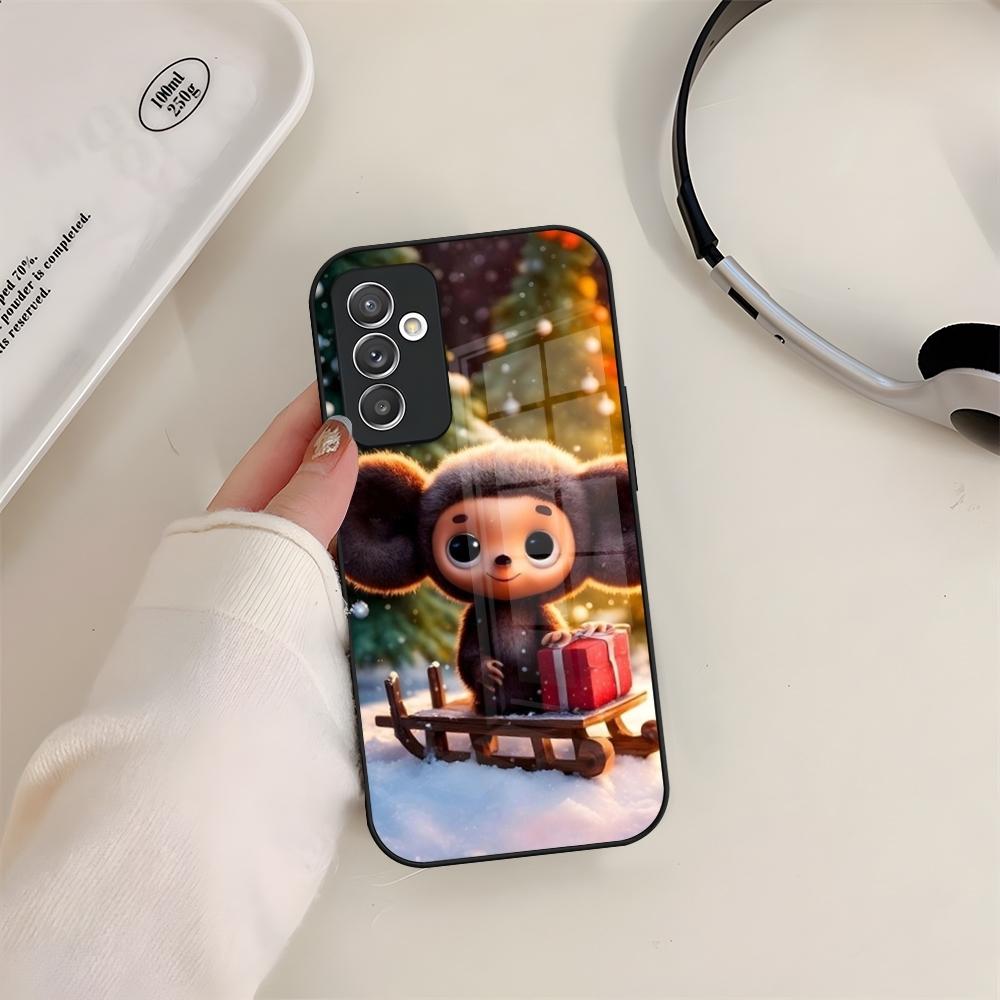 Cheburashka Phone Case Glass For Samsung S24 S26 S23 S20 S25 S21 S22 Ultra Fe Plus A05 A06 A16 A26 A36 A56 Coque