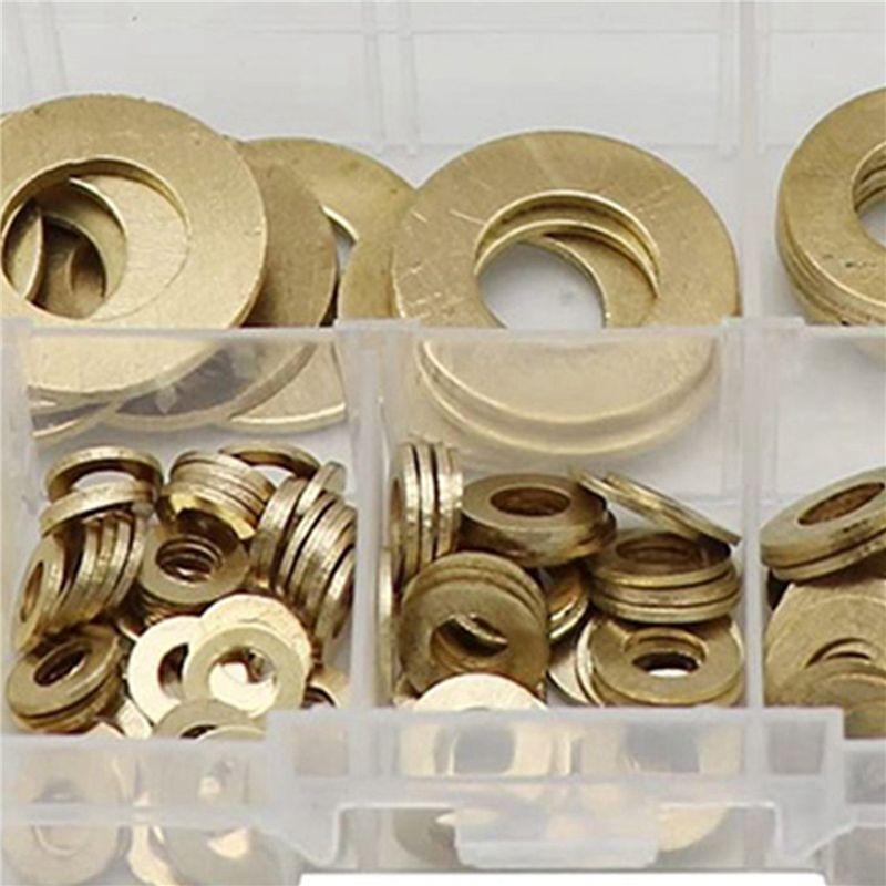 A84X-Messing-Unterlegscheiben-Sortiment-Set, Kupfer-Dichtungsscheiben-Flachring-Dichtungs-Sortiment-Kit(420 Stück, M3-)