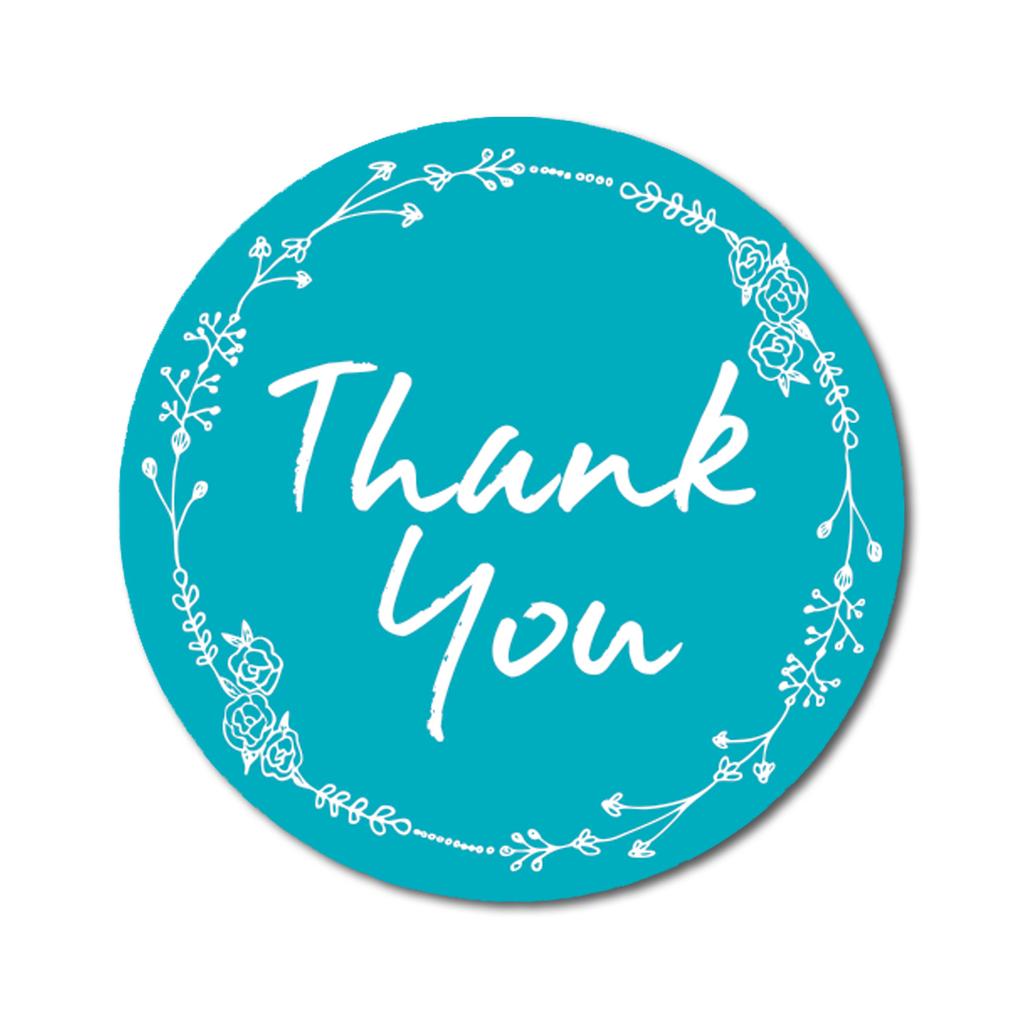 Darling Souvenir 1.6 Inches Round Rose Hand Draw Floral Wreath Black Thank You Stickers-45