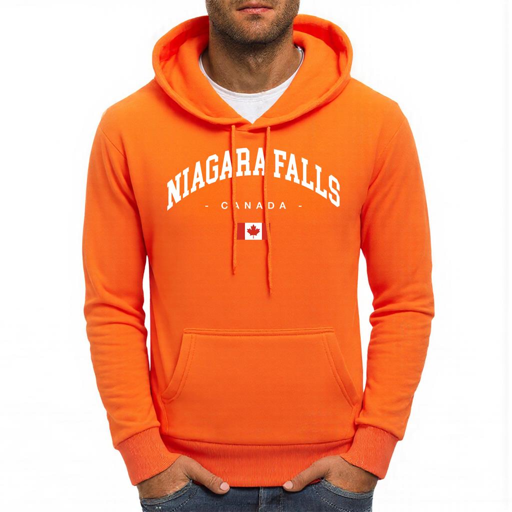 Niagara Falls Canada Printing Mens Hoodies Autumn Pocket Hoody Fleece All-Match Hoodie Loose Comfortable Male Sportswear