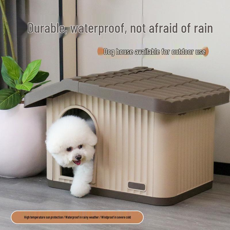 Rainproof Insulated Semi-Enclosed Small Dog House for Indoor/Outdoor Use