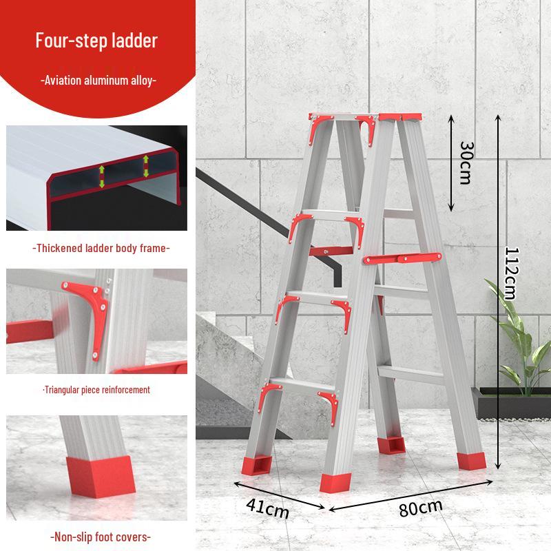 Extra Thick Aluminum Alloy Folding Herringbone Ladder for Home and Engineering Use