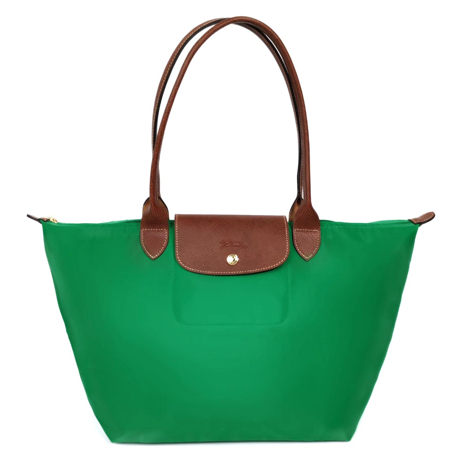

Longchamp Foldable Snap Zipper Closure Recycled Canvas Dumpling Tote Bag Women tote bags Emerald-Green 1899089P88 Basic Set (Bag)