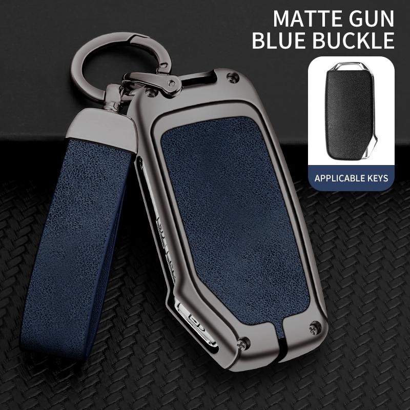 

Шкіряний чохол для ключів із цинкового сплаву для Kia Sportage Ceed Sorento Cerato Forte KX3 K5 2017-2020 Захисний корпус автозапчастин синій