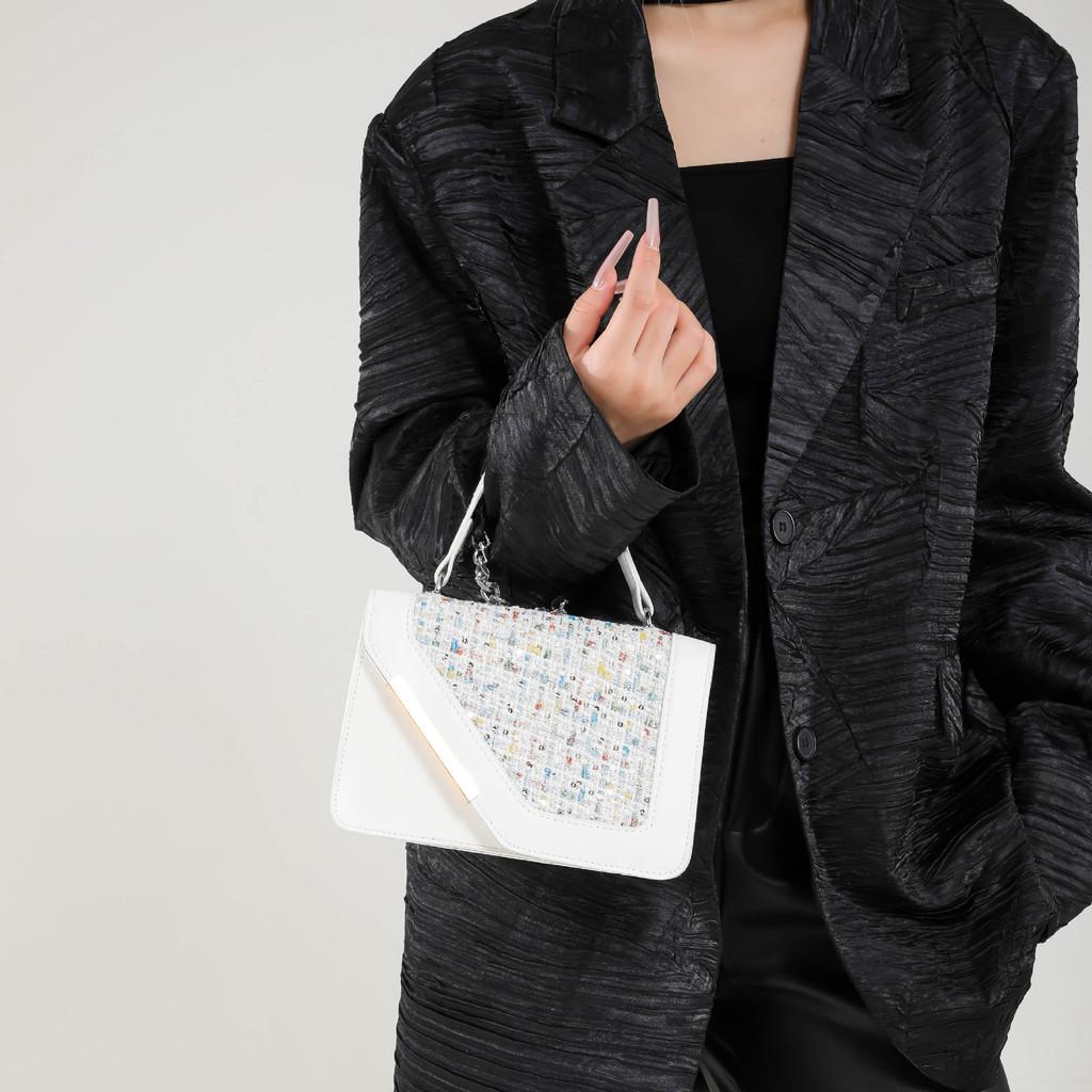 Luxurious Chic Small Square Handbag For Women In Black White Pink Stylish Design