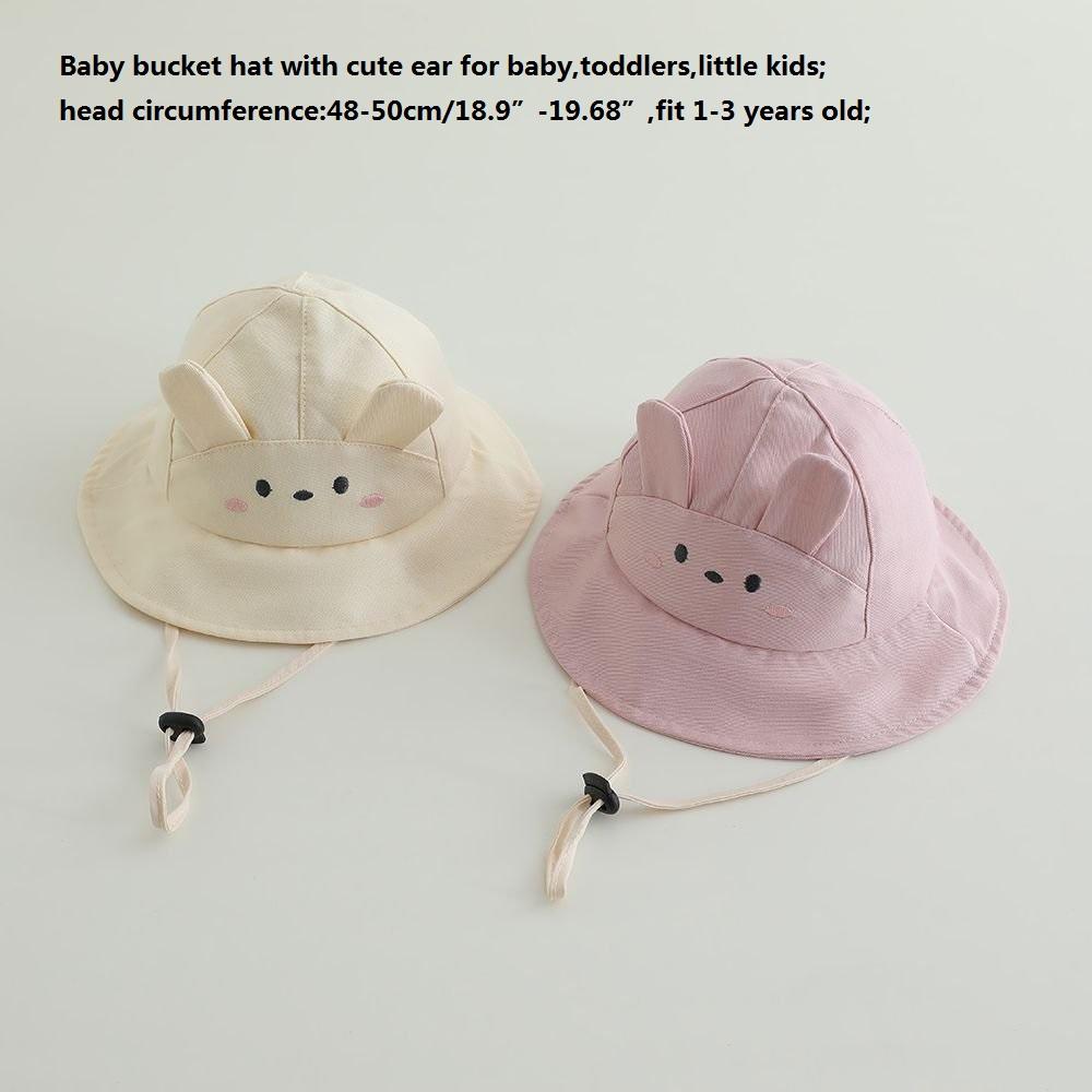 Baby Girls Sun Hat 48-50cm Cotton Panama Kids Bucket Hat UV Protection Baby Beach Hat Boys Girls Spring Summer Cute Ear Design