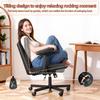 Cross-Legged Office Chair with Wheels & Adjustable Flip-up Arm, Desk Chair with Backrest, Thick Cushion, Wide Seat, Computer Chair for Home, Office,