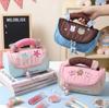 Macaron Embroidery Lightweight Portable Contrast Cosmetic Bag Sweetheart Butterfly Storage Bag Student Large Capacity Stationery