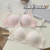 Sweet Underwear Women's Lace Edge Plaid Small Breasts Gathered Without Steel Rim Student Thin Breathable Anti-sagging Girl Bra