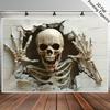 2D Spooky Skeleton Tapestry for Halloween Scary Skull Breaking Wall Hanging for Living Room Bedroom