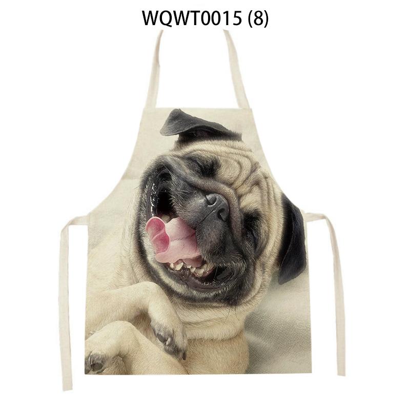 Adult Kids Kitchen Apron Funny Cartoon Dog Printed Sleeveless Linen Baking Aprons for Men Women Home Cleaning Tools Delantal