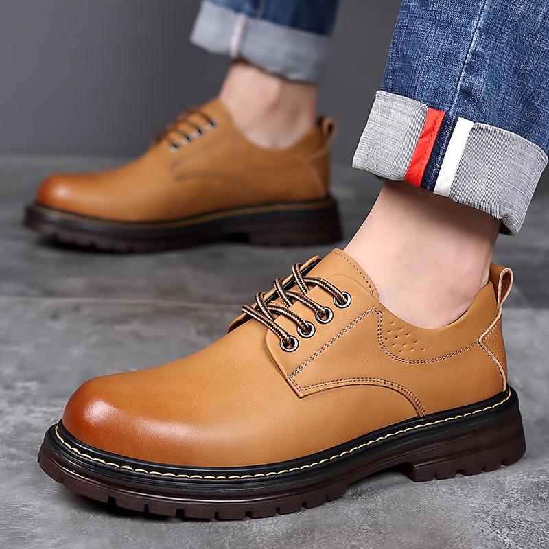 2024 Men's Retro Workwear Thick-Soled Leather Lace-Up Shoes, Style 11680