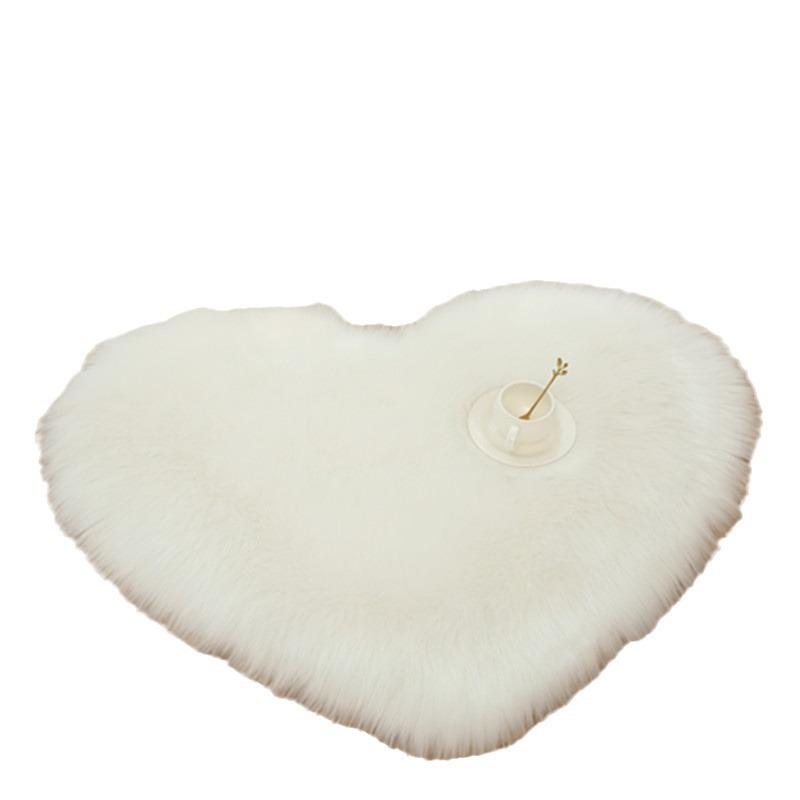 Nordic Heart-Shaped Plush Carpet - Thick Imitation Wool for Bedroom or Bay Window