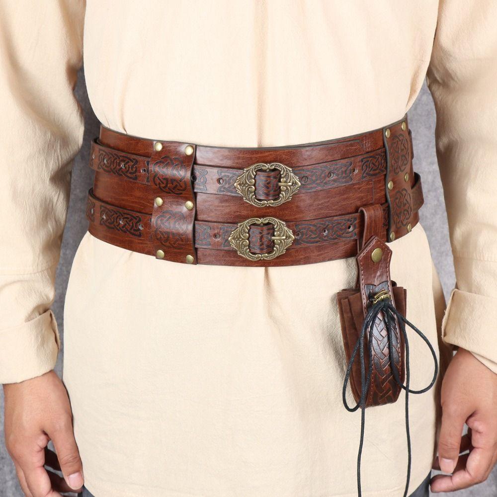 PU Viking Renaissance Belt Vintage Leather Medieval Waistband Interesting Celtic Belt  Party