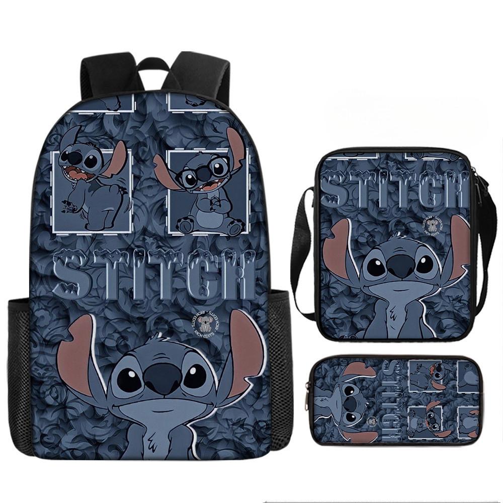 Disney Stitch School Backpack Oxford Cloth Lightweight Breathable Bookbag For Kids