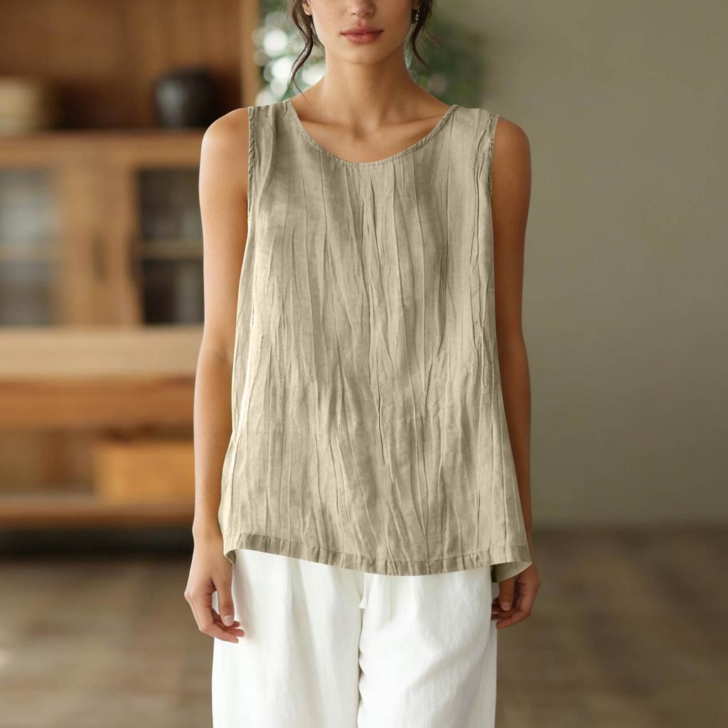 Dámské Vintage Volné Tílko ze Směsi Bavlny a Lnu
