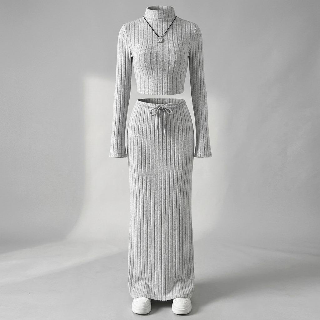 Women'S Simple Casual Fashion Suit Spring/Summer New Versatile Commuting Knit Two-Piece Set