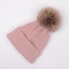 Gorro de Punto de Hilo Retorcido de Terciopelo Europeo y Americano con Pompón de Piel Sintética de Mapache - Estilo Versátil para Padres e Hijos