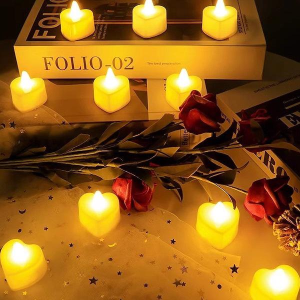 Heart-Shaped LED Candle Lights for Romantic Proposals & Birthday Decor