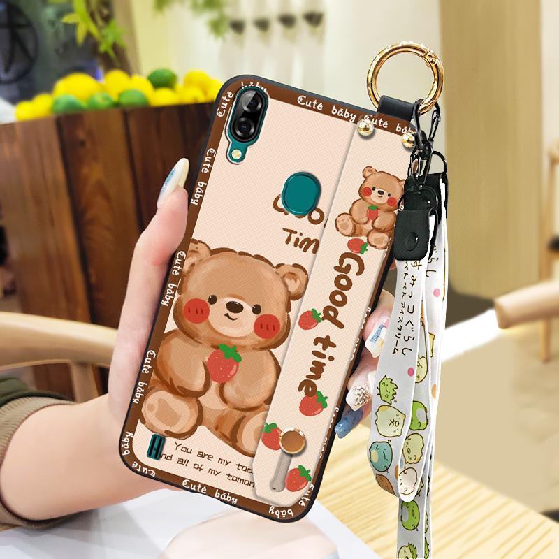 Kickstand Fashion Design Phone Case For Blackview A60 Pro Dirt-resistant Wrist Strap Anti-dust Shockproof Silicone Ring
