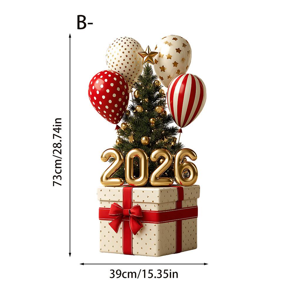 Elevate Your New Year Ambiance with 2026 Themed Window Decorations, Balloons, Gift Box, Foil Numbers, Ideal for Festive Displays