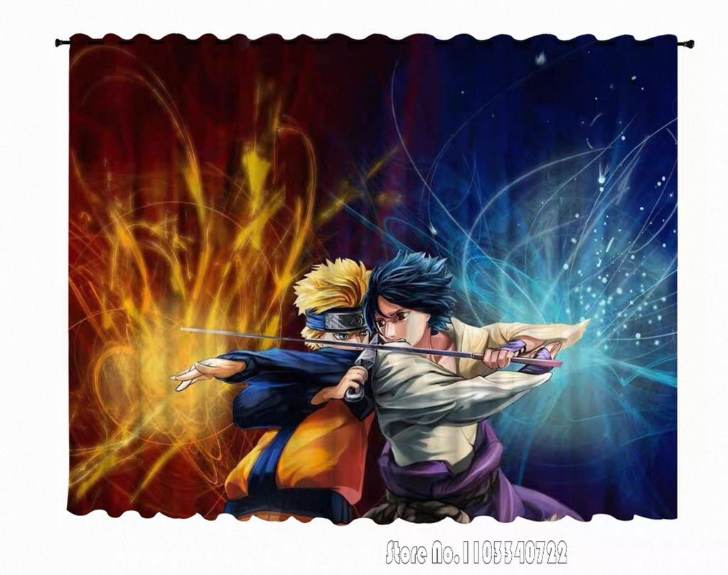 Anime N-Naruto Akatsuki Cartoon 3D Print 2 Panels/Set Window Blackout Curtains Japanese Game Living Room Print Baby Kids Gift