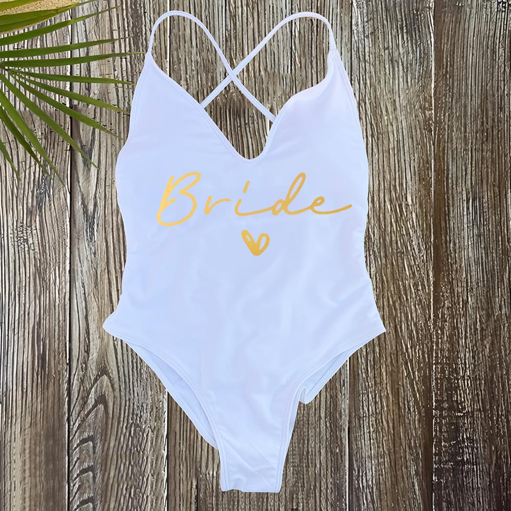 Sexy Padded One Piece Swimsuit Women Team Bride Swimwear Bikini Summer Bathing Suit Plus Size Beachwear Bachelorette Party Lady