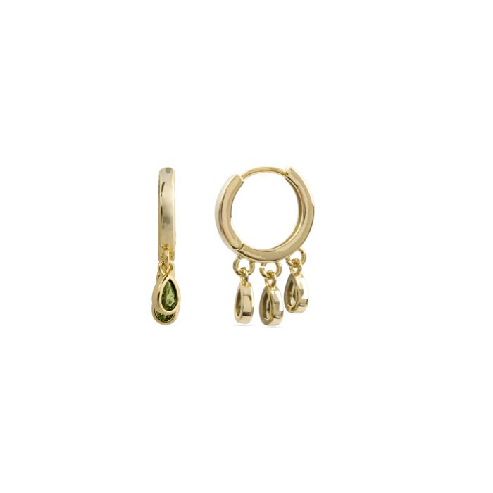 Boucles d'oreilles - LUXENTER - Atzul - Créoles - Or jaune 18k - Zircone émeraude