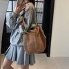 2025 Spring and Summer New Hollow Bucket Bag Shoulder Woven Bag Large Capacity Tote Bag Fashionable Beach Women's Bag