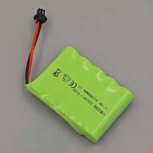 XMECZQQ NiMH Wiederaufladbarer Akku 6V 2400mAh 2er-Pack mit SM-Stecker für RC-Autos, LKW, Roboter Fernbedienungsspielzeug