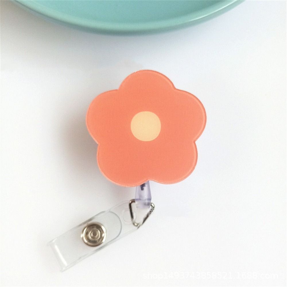 Flower Nurse Badge Reel Name Tag Easy Pull Buckle Retractable Badge Holder  Office School Supplies