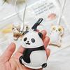 Cat Panda Handmade Leather Pendant Keyrings Cute Car Backpack Keychain For Animal Lovers Bag Accessories Charm Jewelry Gift