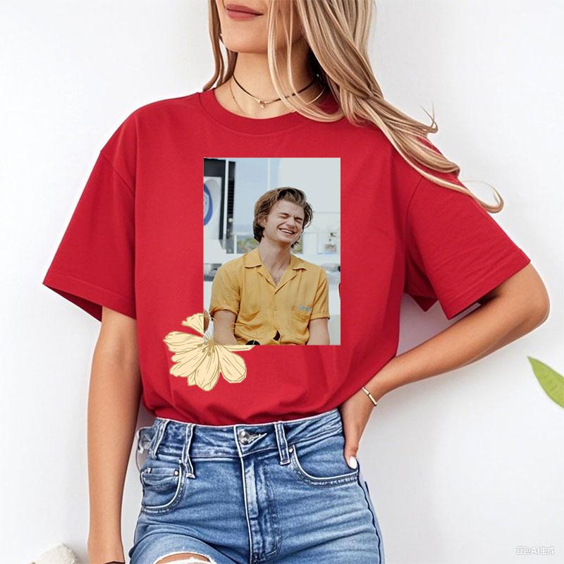 Spieler Djo Joe Keery T-Shirts Retro-Stil Film-Grafik-T-Shirts Baumwolle Rundhals Geschenk für Fans Unisex Oberteile Streetwear Y2k Kleidung