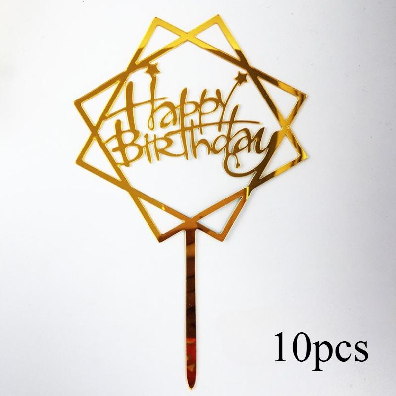 Golden Acrylic Birthday Cake Topper Plaque Elegant Decoration for Parties Anniversaries and Special Events