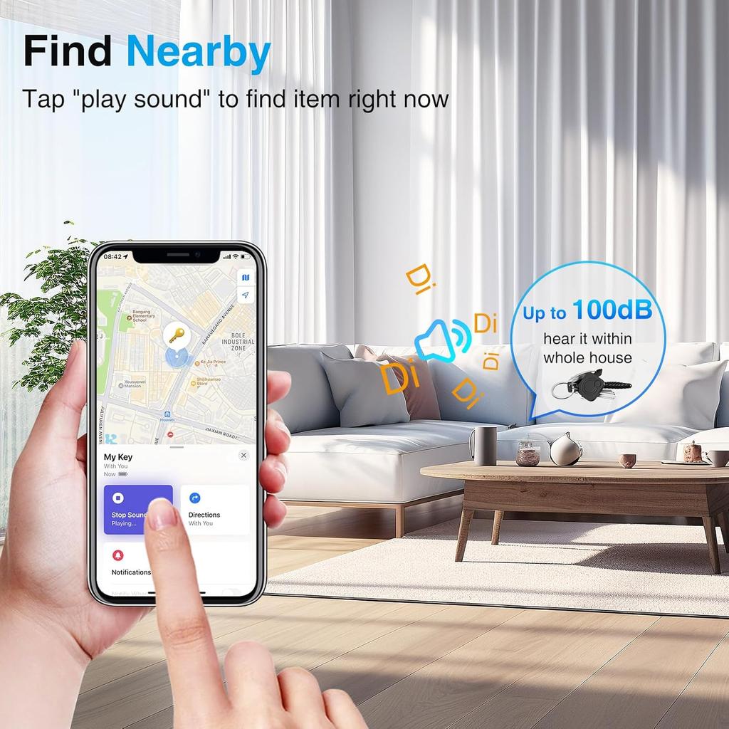 Tags-2 Pack Air Tracker, Key Finders and Item Finder Locator with Sound, Smart Tag Bluetooth Trackers Compatible with Apple Find My (iOS Only),
