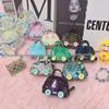 New Mini Snakeskin Patent Leather Shell Bag & Keychain with Charm and Earphone Holder