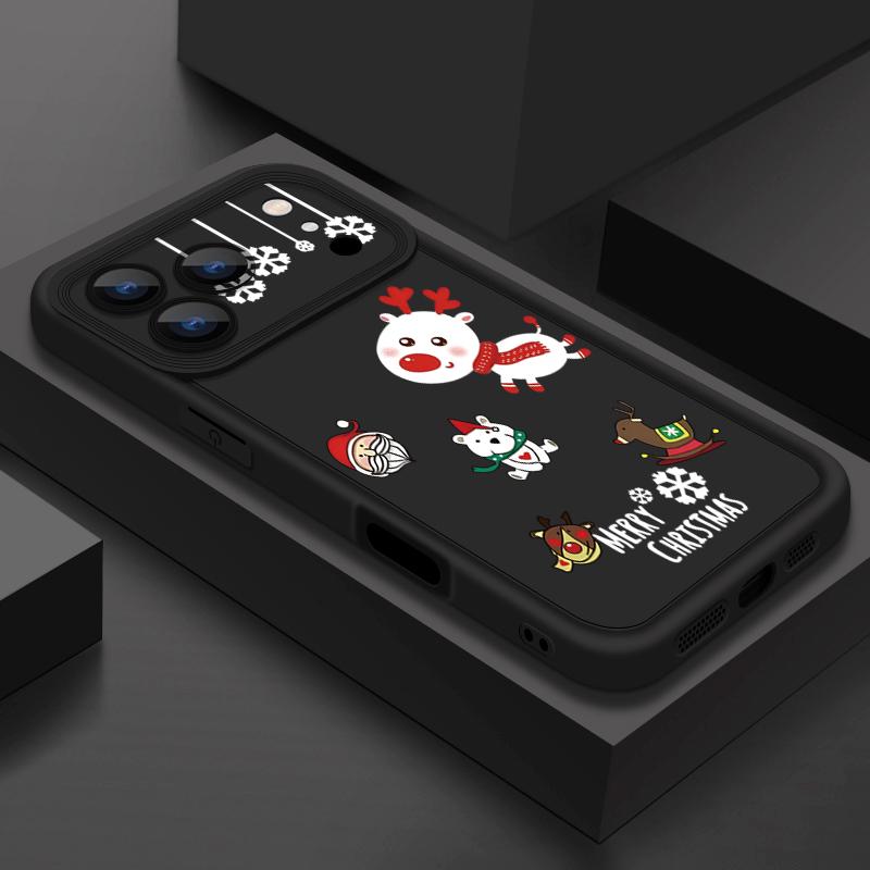 Cartoon Christmas Elk Pattern Case For iPhone 17 Air 16e 16 15 14 Pro Max 13 17 Pro Max 17 Pro 17 Shockproof Soft TPU Silicone Phone Cover Funda
