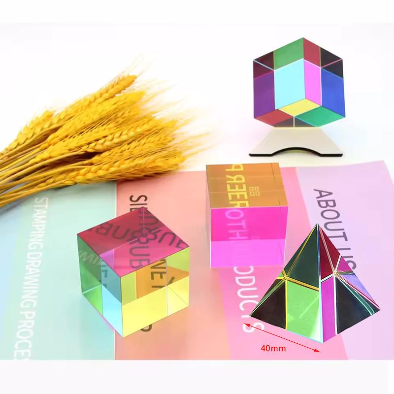 40mm 1,57 Zoll Farbwürfel Prisma Drei Grundfarben Populärwissenschaft Optisches Experiment Lernspielzeug Zuhause Neocubes Spielzeug