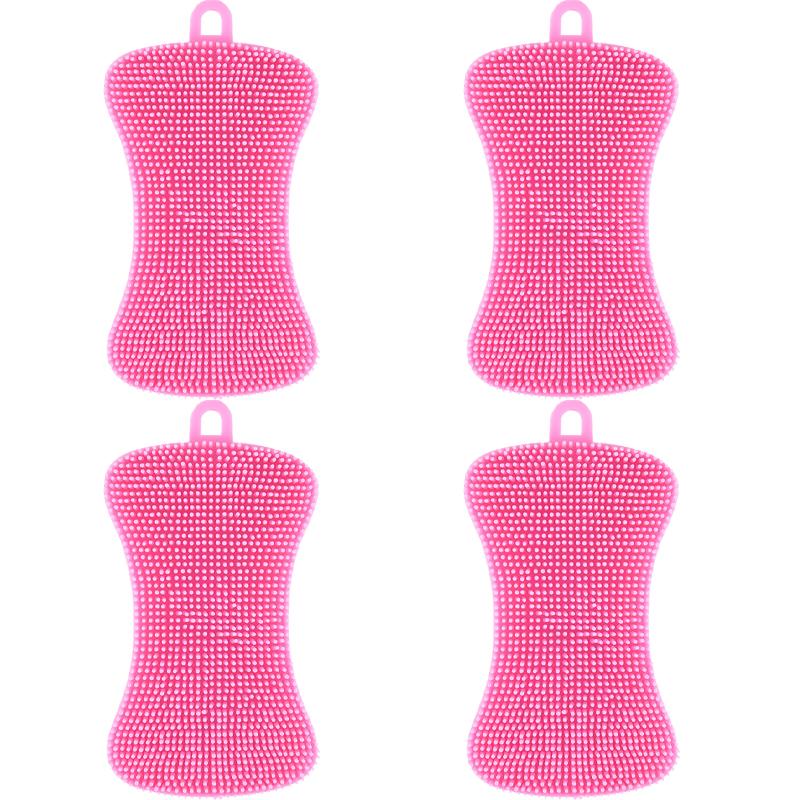 1/4Pc Silicone Dish Washing Brush Pot Pan Sponge Scrubber Silicone Scouring Pad Fruit Pot Pan Wash Brushes Kitchen Cleaning Tool